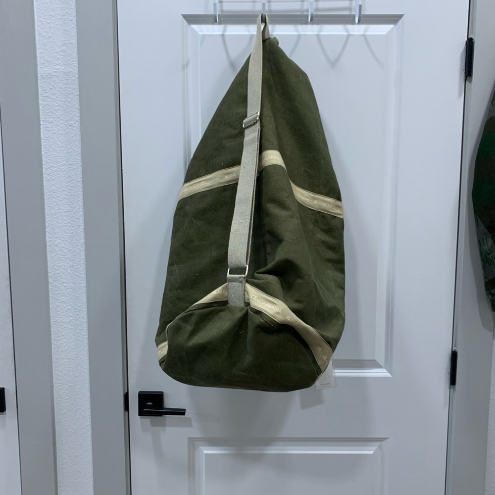 J&ANS Dolce & Gabbana Army Green Duffel Bag Drawstring Travel Bag Oversized Rare - Picture 4 of 16